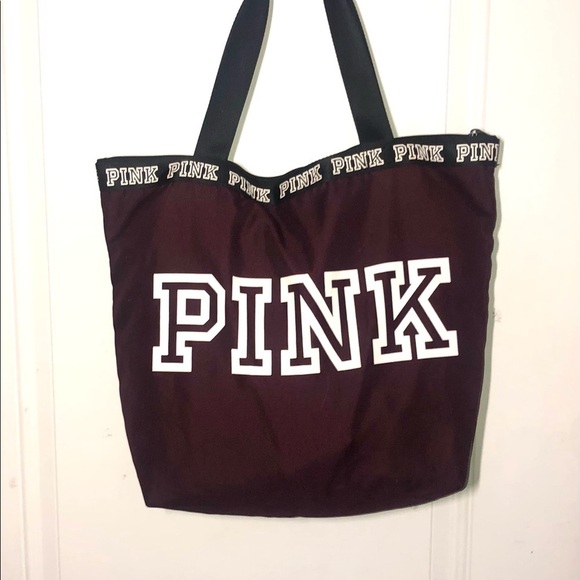 VS Pink Tote Bag burgundy and White Large - Picture 2 of 9